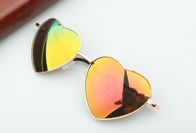 Heart-shaped Orange Valentine Gift Reflective Lenses Girl Sunglasses