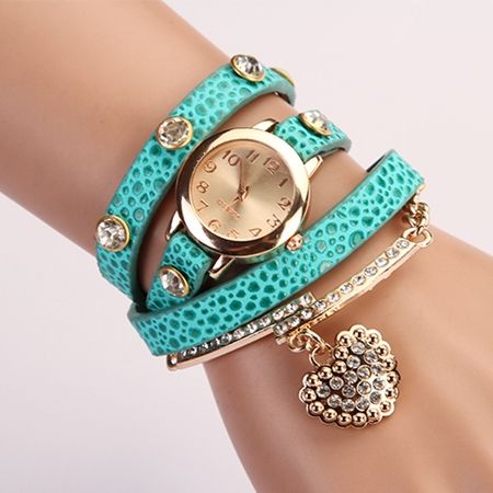 Dress Watch Wrap Blue Leopard Watch Leather Band Watch