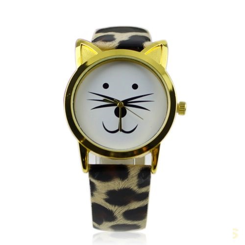 Cat Ears Mustache Girl Fashion Leopard Watch