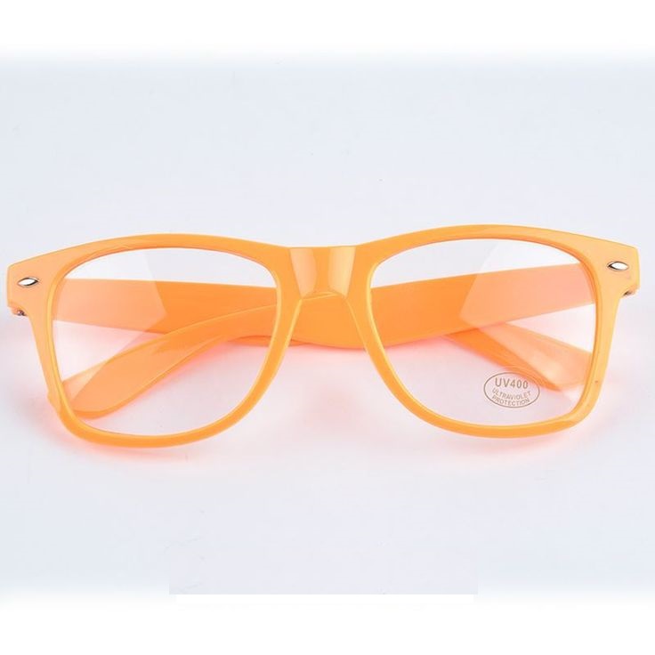 Clear Lenses Orange Wayfarer Fashion Trendy Unisex Glasses