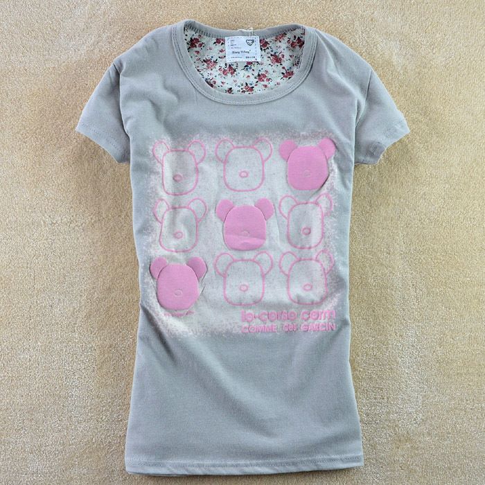 Gray-pink Summer Shirt Tee Girl Top