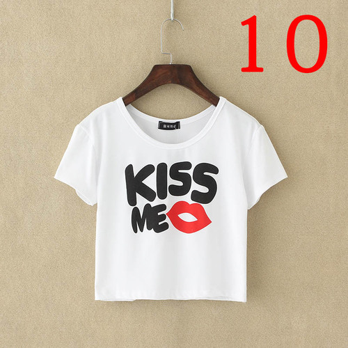 Kiss Me Lips Love Friends White Party Crop Top Summer Girl Tee