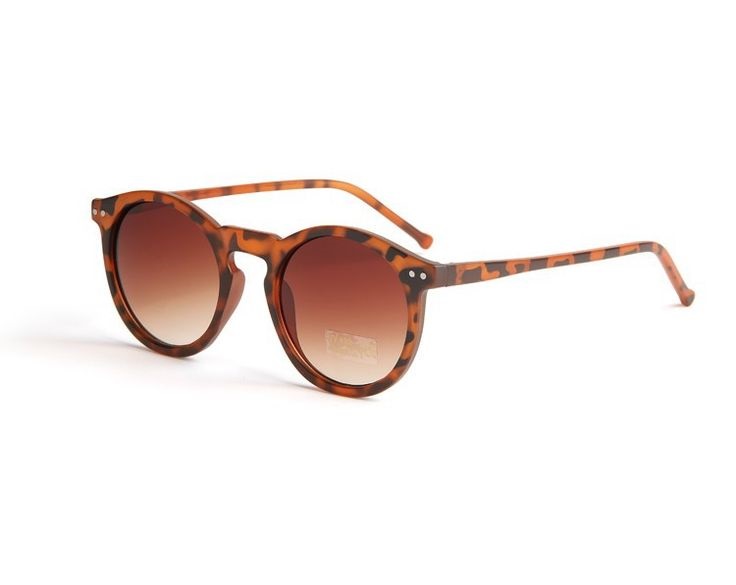 Brown Round Sunglasses Featuring Leopard Print Frame 