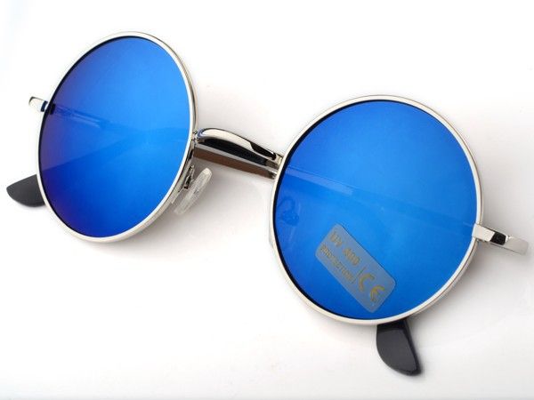 Fashion Round Blue Lenses Girl Sunglasses