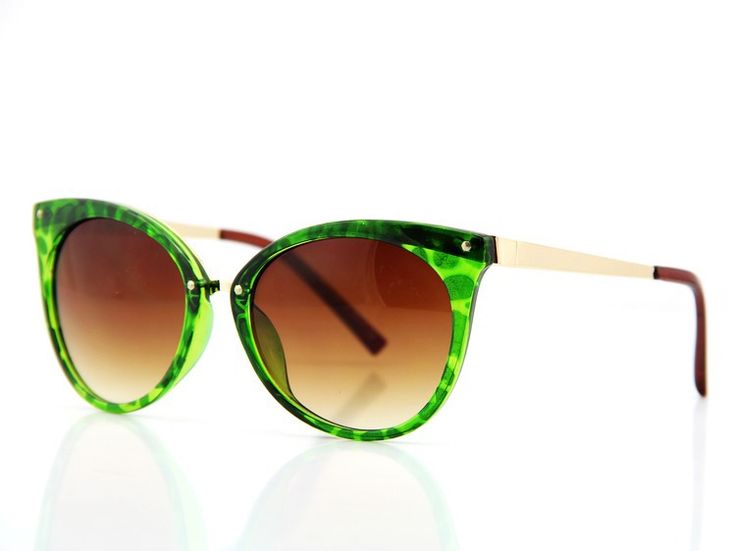 Cat Eye Green Frame Fashion Elegant Woman Sunglasses