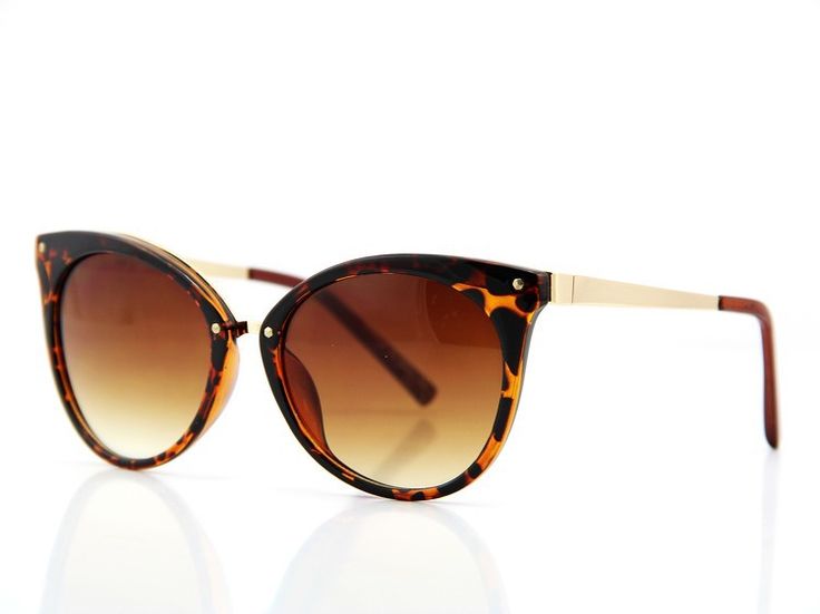 Leopard Print Framed Cat-eye Sunglasses Featuring Brown Coloured Lens