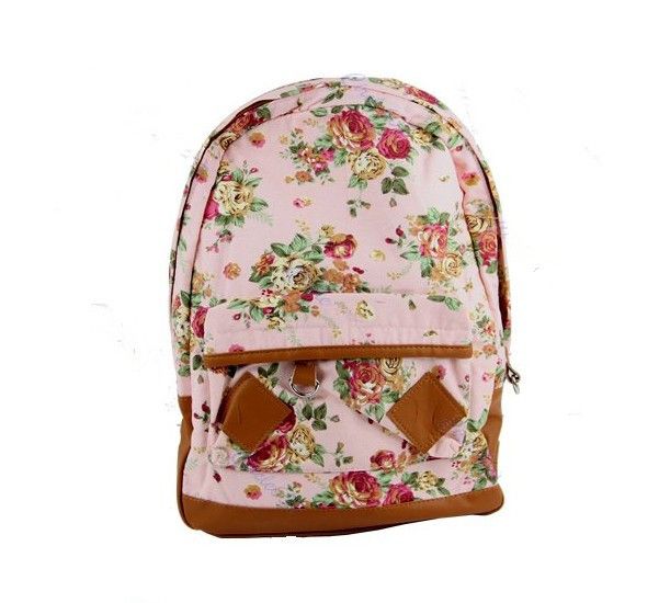 Flower Pattern Cotton Pink Fashion Girl Backpack