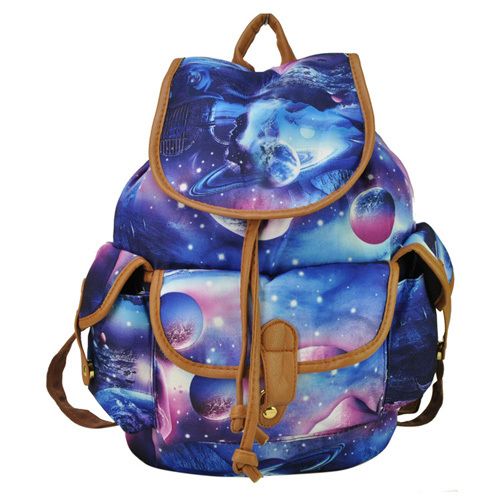 Moon Space Travel Canvas Cool School Backpack