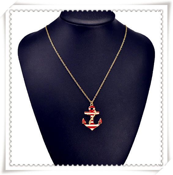 Anchor Casual Unisex Good Luck Red Pendant Necklace