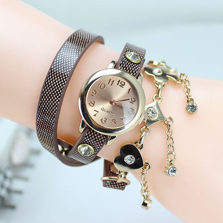 Good Luck Rhinestones Dress Fashion Brown Woman Watch on Luulla