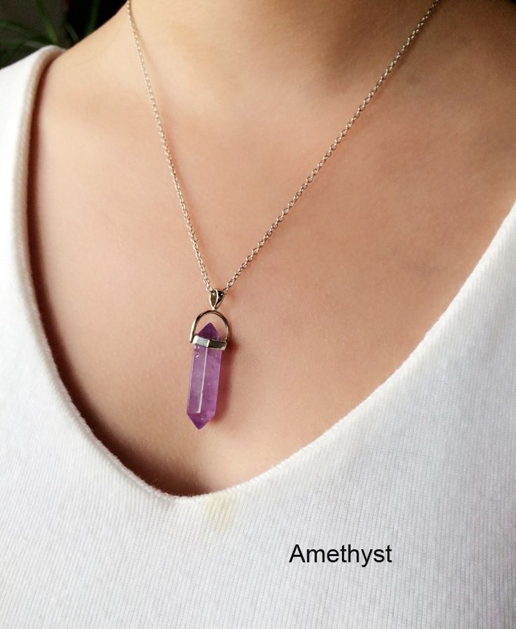 Water Drop Pendant Purple Stone Woman Necklace