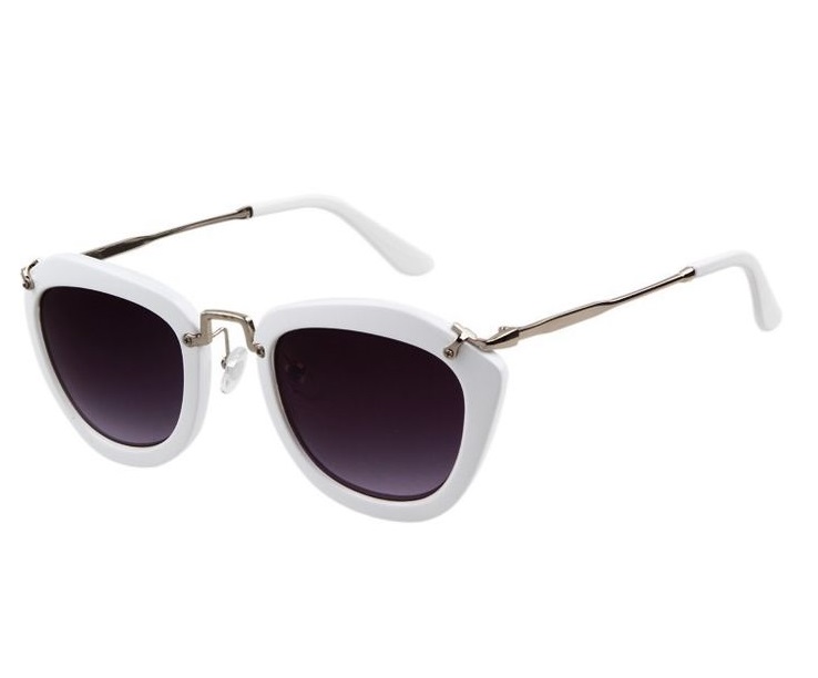 Fashion retro cat eye summer white accessory sunglasses