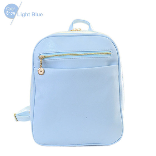 Fashion Elegant Fashion Girl School Travel Pu Leather Teenage Femina Bag Blue Backpack