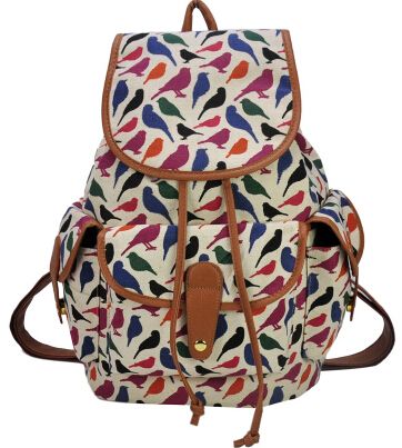 Bird Print Colorful Teen Fashion Girl Backpack