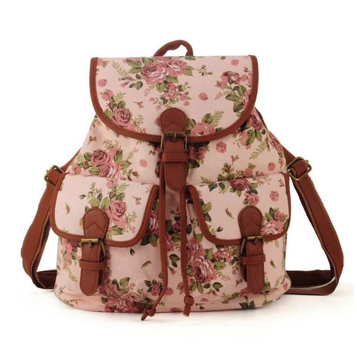 Cute School Fashion Pink Floral Girl Backpack