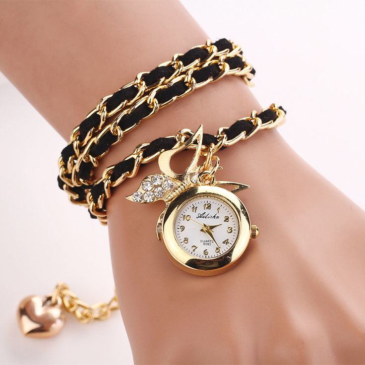 Dress Long Black Bracelet Fashion Lady Watch
