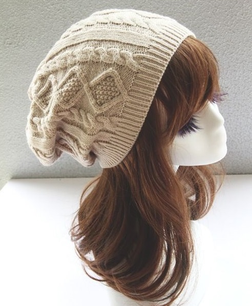 Girl Fashion Beige Winter Warm Knitted Hat