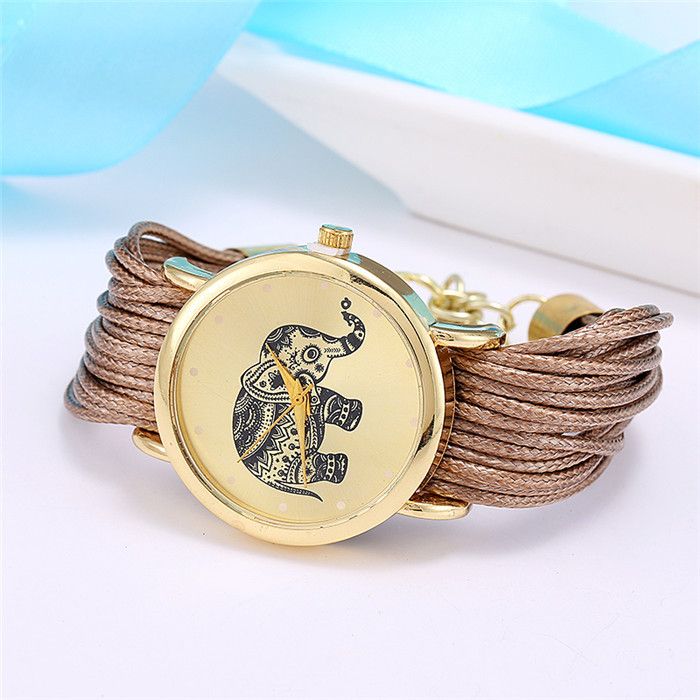 Dress Bracelet Elephant Logo Fashion Brown Watch