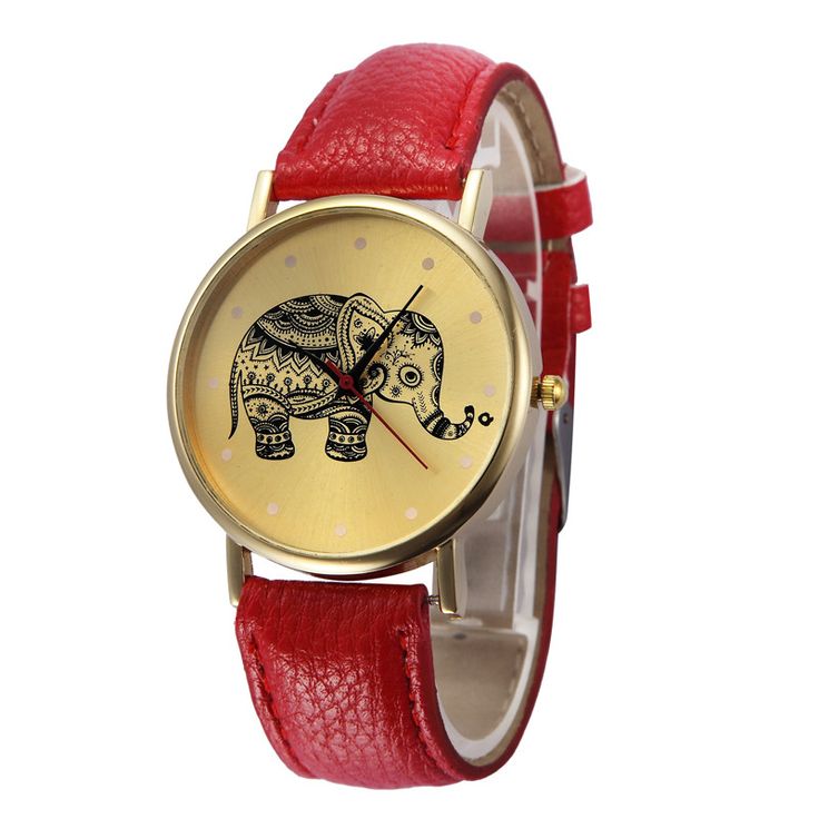 Pu Leather Band Fashion Teen Unisex Red Watch