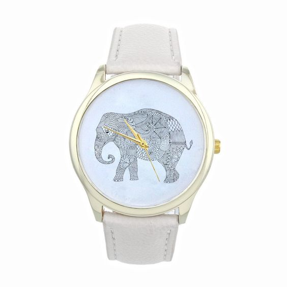 Dress Elephant Fashion Wristwatch Woman Cool Girl White Band Watch