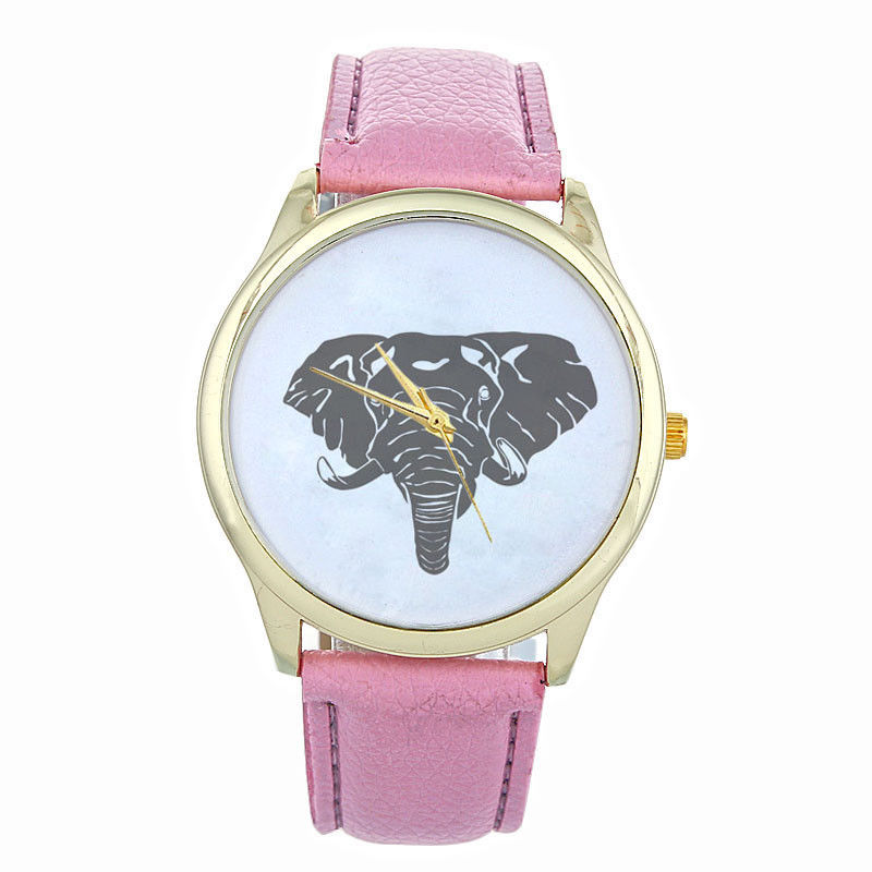 Elephant Face Teen Good Luck Cool Girl Fashion Unisex Pink Band Watch