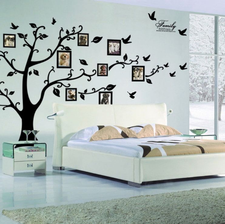 Family Tree Large Photo Picture Frame Removable 180*250cm/79*99in Black 3d Diy Photo Tree Pvc Wall Sticker Decor