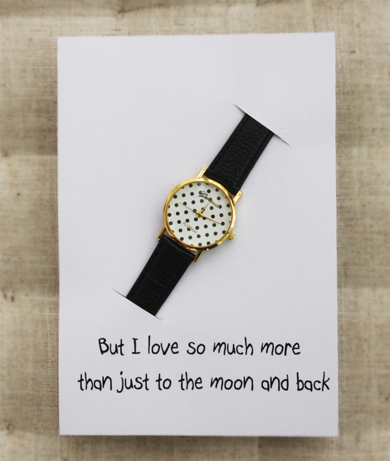 I Love You Much More Than To The Moon And Back Card Black Band Dots Case Girl Watch