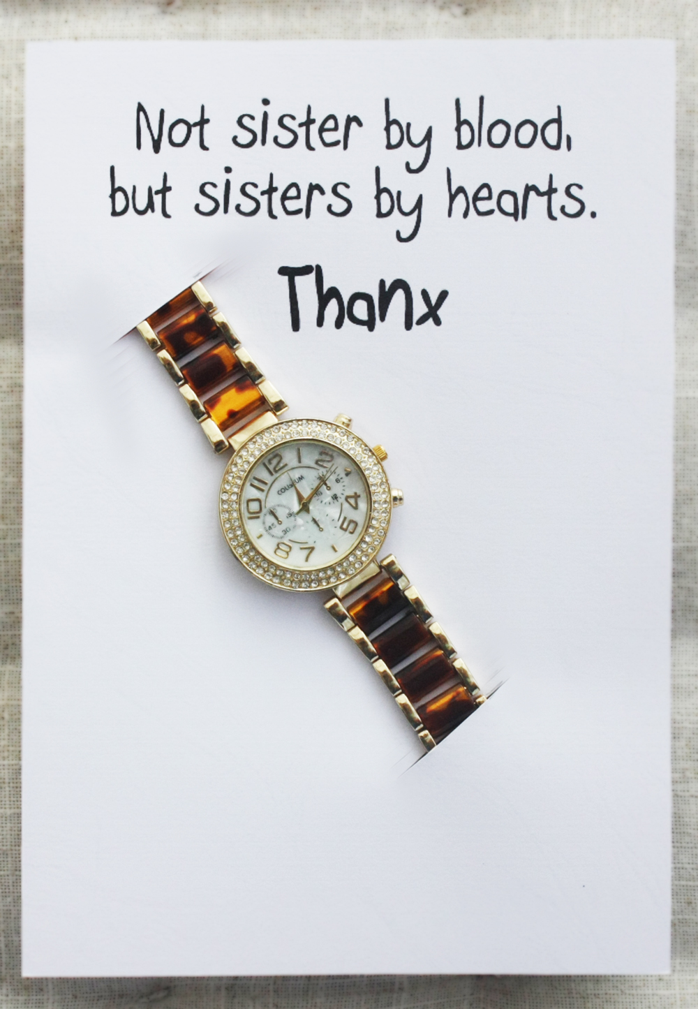 Friends Thank You Gift Card Woman Fashion Wristwatch Dress Anniversary Rose Gold Watch