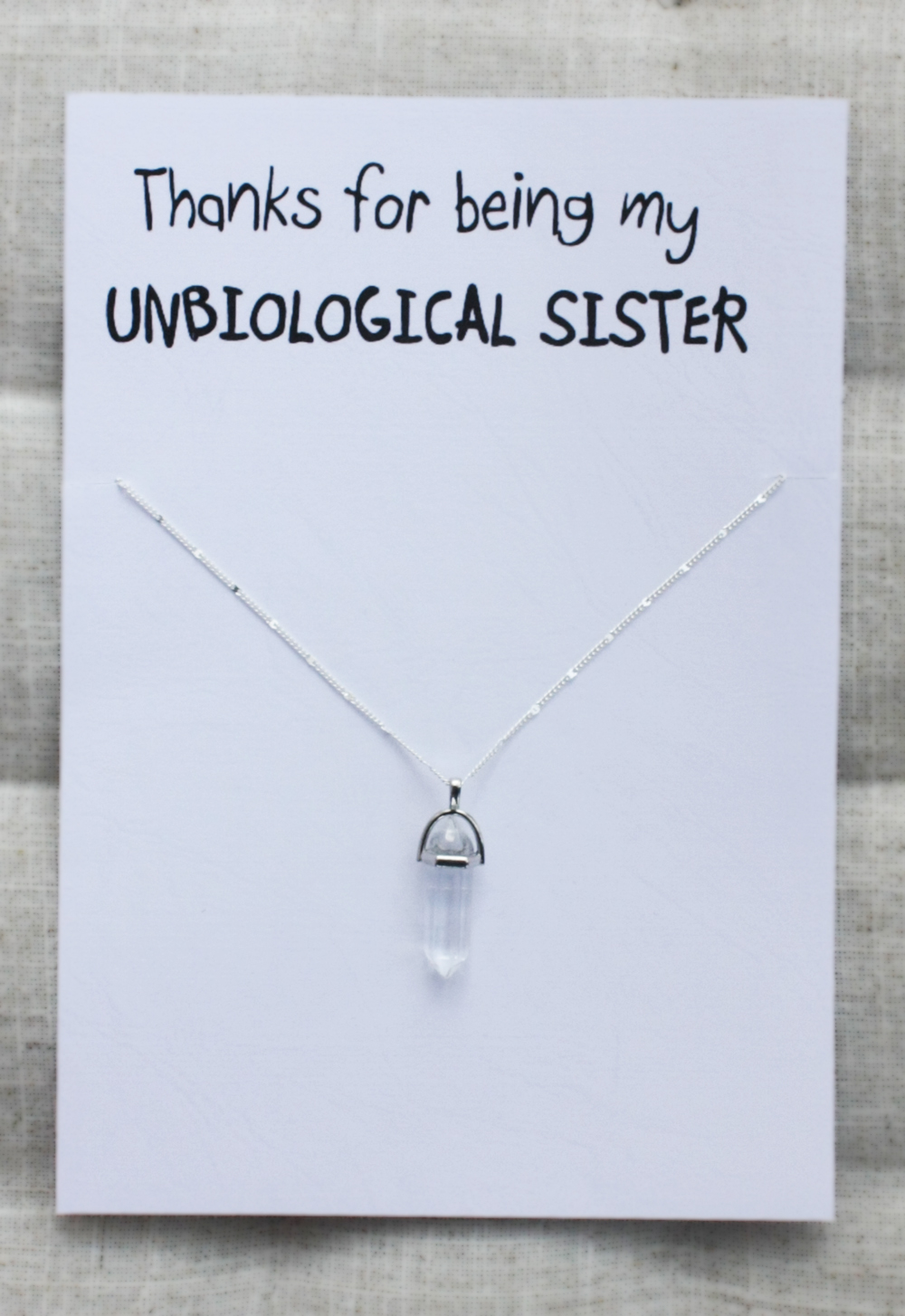 Stone Pendant Fashion Thanks For Being My Unbiological Sister Card Woman Necklace