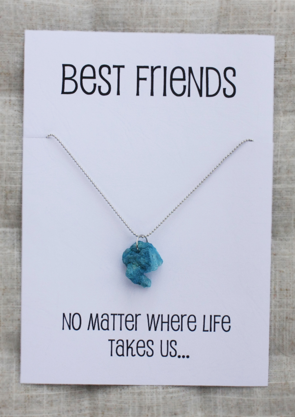 Friends No Matter Where Life Take Uswoman Pendant Stone Necklace