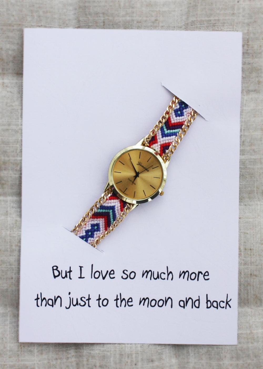 Colorful Band Friendship Wrist Gift But I Love You Much More Then Just To The Moon And Back Card Watch