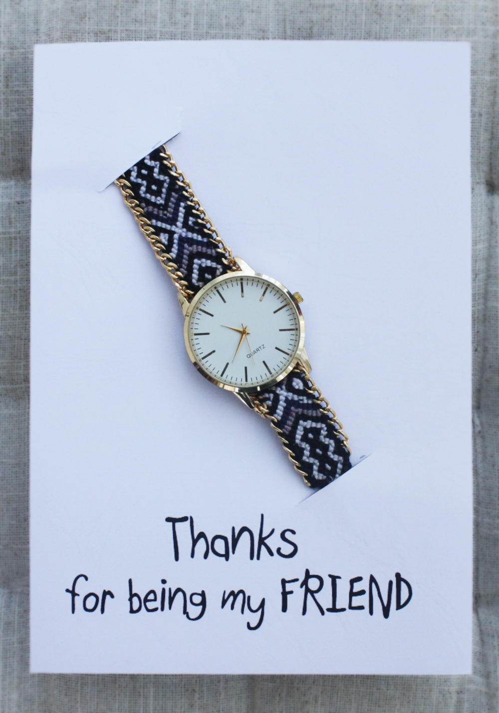 Colorful Band Friendship Wrist Gift Hanks For Being My Friend Card Watch