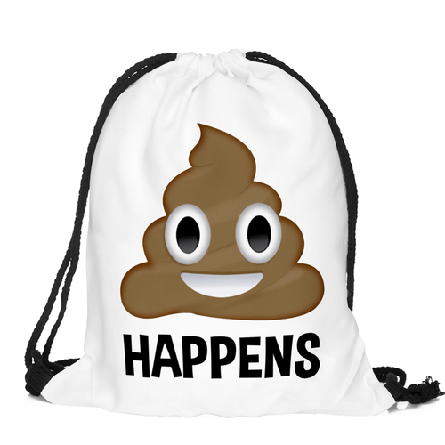 Travel School Girl Teenage Casual Funny Emoji Design Drawstring Bag Woman Softback Backpack
