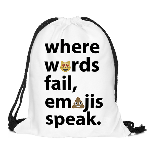 Travel School Girl Teenage Funny Emoji Quote Design Drawstring Bag Woman Softback Backpack