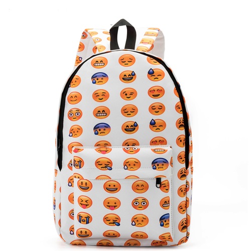 Emoji Smile Teen Schoolgirl Travel Back To School Casual Canvas Bag Unisex Backpack