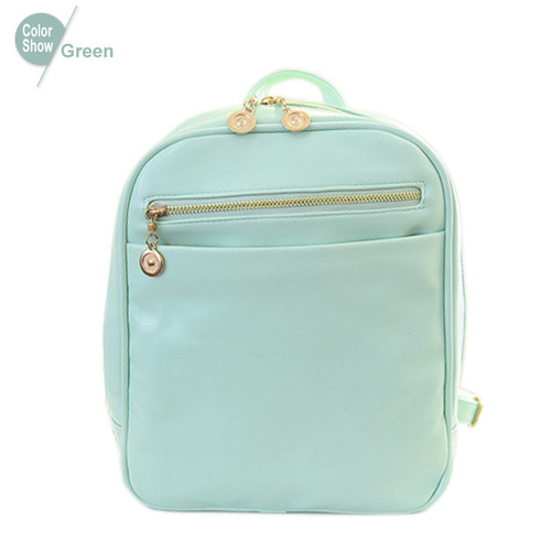 Fashion Elegant Fashion Girl School Travel Pu Leather Teenage Femina Bag Mint Green Backpack