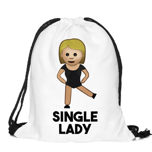 Travel School Girl Casual Single Lady Design Drawstring Bag WhiteWoman Softback Backpack