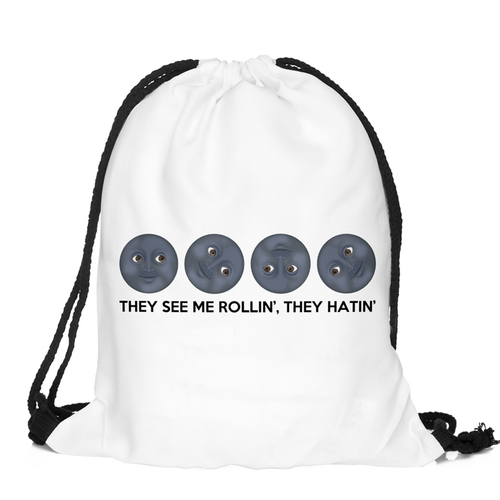 Funny Emoji Cool School Girl Teenage Drawstring Bag Woman Softback Backpack