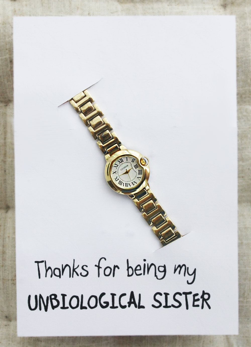 Thank You Gift Card Woman Stainless Steel Thin Band Fashion Wristwatch Dress Birthday Gold Watch