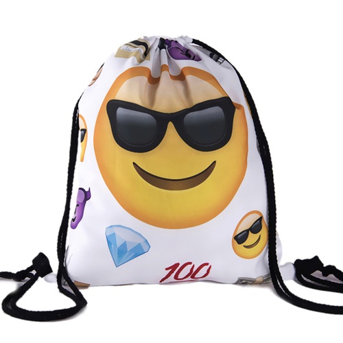 Back To School Girl Teenage Emoji Sunglasses Smile White Design Drawstring Bag Backpack