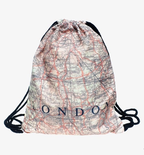 Back To School Girl London Map Design Drawstring Bag Travel Woman Softback Backpack