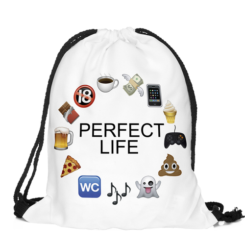 Back To School Perfect Life Pattern Funny Design Drawstring Bag Woman Softback Backpack