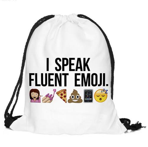 Back To School I Speak Fluent Emoji Pattern Funny Drawstring Bag Backpack