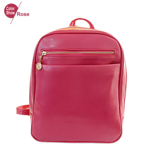 Fashion Elegant Fashion Girl School Travel Pu Leather Teenage Femina Bag Red Backpack