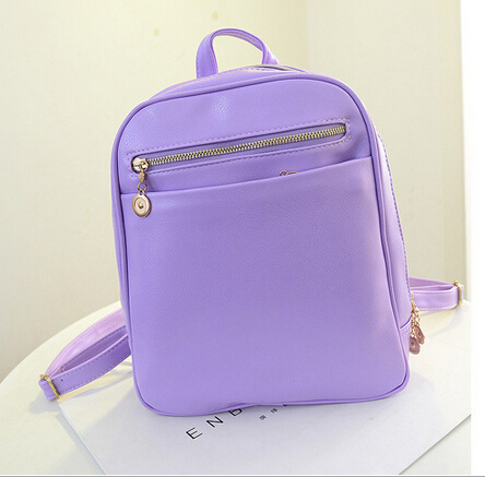 Fashion Elegant Fashion Girl School Travel Pu Leather Teenage Femina Bag Purple Backpack