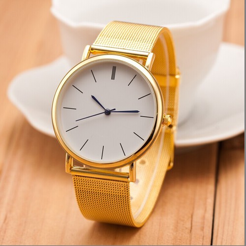 Gold Toned Alloy Strap Woman Dress Fashion Evening Watch