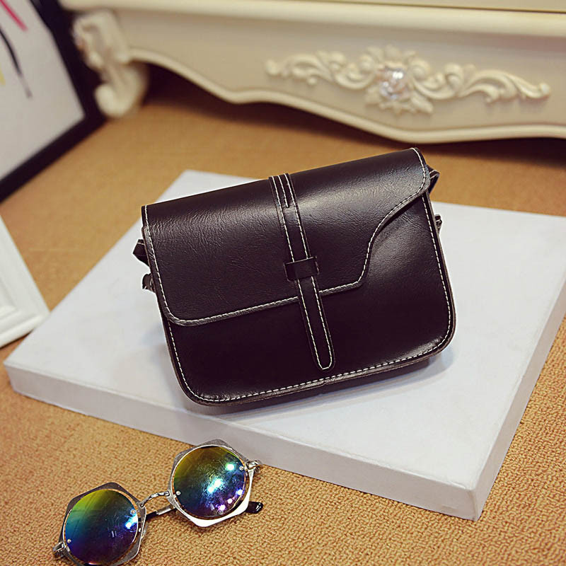 Messenger Shoulder Black Fashion Shoulder Strap Pu Leather Woman