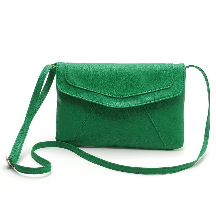 Messenger Shoulder Golden Leather Strap Fashion Crossbody Messanger Clutch Pu Leather Green Woman Bag Handbag