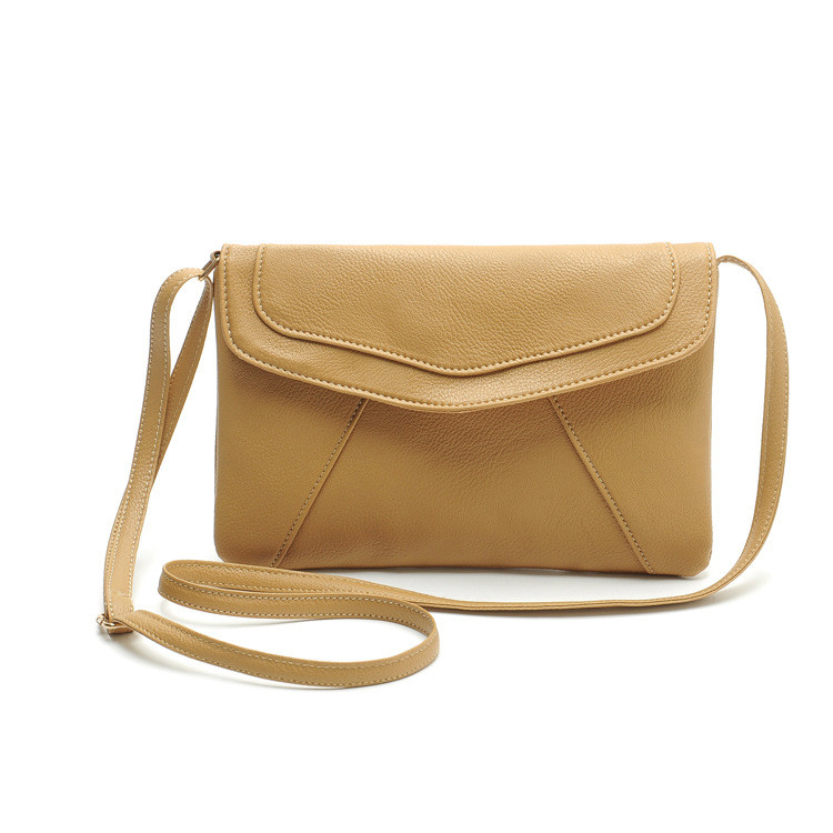 Messenger Shoulder Golden Leather Strap Fashion Crossbody Messanger Clutch Pu Leather Khaki Woman Bag Handbag
