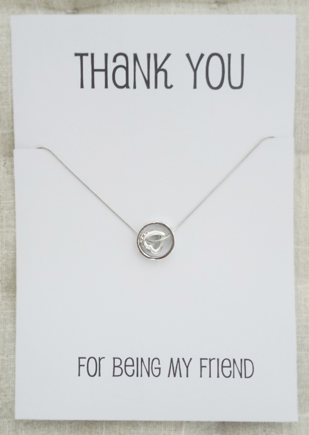 Thank You For Being My Friend Gift Card Heart And Ring Pendants Rhinestones Silver Toned Woman Fashi On Luulla